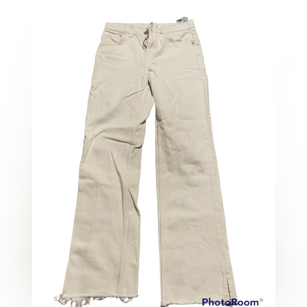 White flare pants